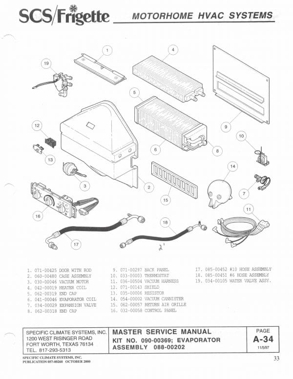 09000369SS Comfort Air Inc. RV HVAC Parts
